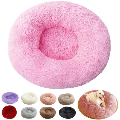 rngcpto Hundekissen Grosse Hunde, Hundebett XXL 110cm, Katzenbett Flauschig Katzenkissen Katzenkörbchen Waschbar Weich rutschfeste rutschfeste Warm Plüsch Schlafplätze Möbel für Hunde (Rosa B, 110cm) von rngcpto