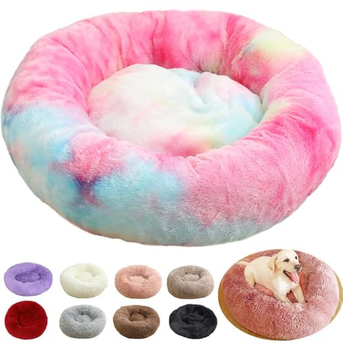 Hundebett Mittelgroße Hunde, Hundekissen Hundekörbchen Donut Multi Farbe und Größen Hundebetten Waschbar Weich Katzenbett Katzenkissen Flauschig Schlafplätze Möbel für Hunde und Katzen (Rosa C, 70cm) von rngcpto