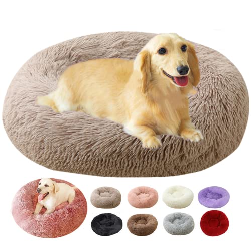 rngcpto Hundekissen Grosse Hunde, Hundekissen Flauschig, Hundebett Grosse Hunde Rund Plüsch Hundesofa Hundekörbchen Katzenkissen Katzenbett (100cm, Khaki) von rngcpto