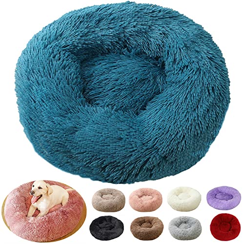 rngcpto Hundekissen Grosse Hunde, Hundekissen Flauschig, Hundebett Grosse Hunde Rund Plüsch Hundesofa Hundekörbchen Katzenkissen Katzenbett (80cm, Blau) von rngcpto