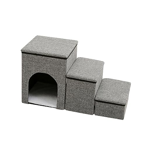 rockible Faltbare Haustiertreppe, Hundetreppe, Leiter für Couch, hohe Betten, Lounge, tragbare Haustierleiter, Bequeme Haustierstufe, Haustieraufbewahrung, GRAU von rockible