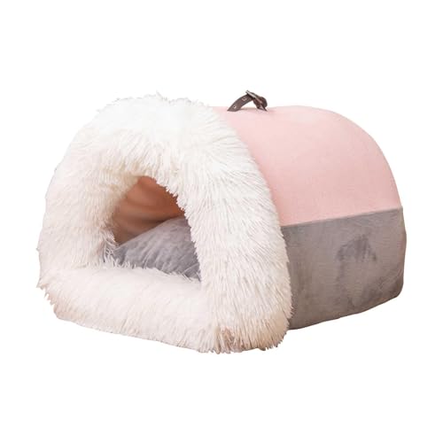 rockible Halbgeschlossenes Katzennest, Katzenbett, Herbst-Winter-Haustierbedarf, Zwinger, Haustier-Katzenhaus für Welpen, rosa mittel von rockible