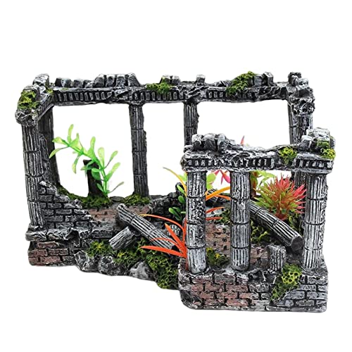 rockible Harz Aquarium Römische Säule Ruinen Aquarium Ornament Dekor Wohnzimmer von rockible