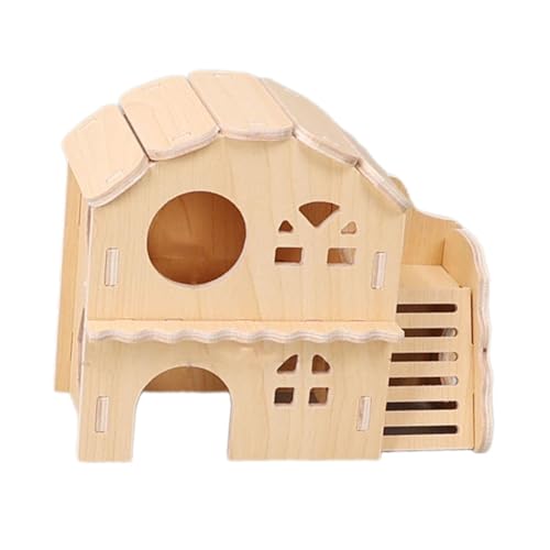 rockible Hölzernes Hamsterhaus, Versteck, Aktivitätsraum, schöne handgefertigte Spielhütte für kleine Haustiere, für kleine Haustiere, Hamster, Lemminge, Maus, Villa von rockible