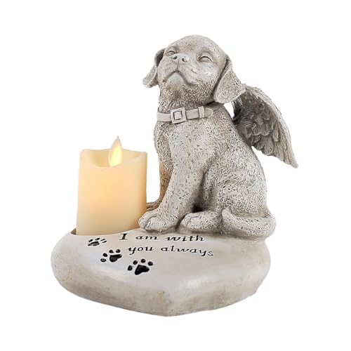 rockible Hunde Gedenkstatue, Geschenk für Den Verlust Eines Hundes, für Immer in Unseren Herzen, mit LED Kerze von rockible