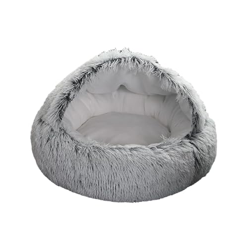 rockible Katzenbett, Plüsch-Katzenbett mit Kapuze für Katzen im Innenbereich oder kleine Hundebetten, Donut-Katzenbett zum Schlafen Kleiner, mittelgroßer, von rockible