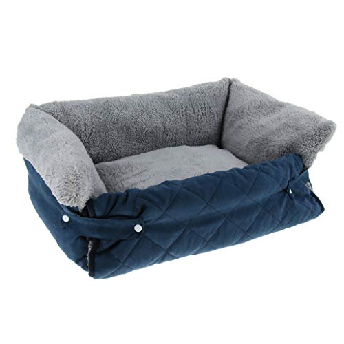 rockible Luxuriöses Hundebett für kleine Rassen - Komfortables Schlafmöbel mit Abdeckung, Blau, M von rockible