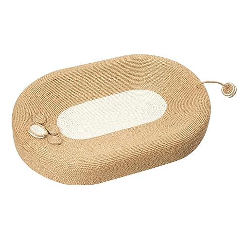 rockible Ovales Katzenkratzpad, Katzenkratzpad, Sisal, Langlebiger Möbelschutz, Katzenbett Aus Pappe, Katzenkratzpad, Schüssel für Mittelgroße Katzen, Kätzchen, Innenbeige von rockible