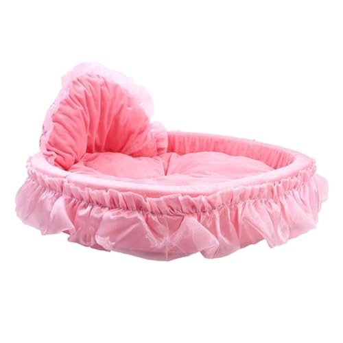 rockible Rosa Hundebett, warmes Nest, tragbares Kissen, Haustier-Sofa, Nestmatte, Spitze, Katzennest für Hauskatzen, 48cmx42cm von rockible