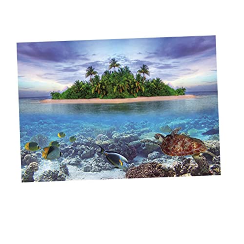 rockible Unterwasserwelt Dekoratives Aquarium Poster, Tiefsee Fantasie, Insel, L von rockible