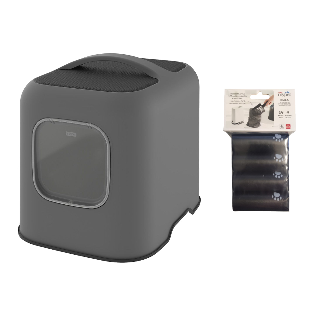 Rotho MyPet Katzentoilette BIALA - Sparset: Katzentoilette anthrazit + 4 x Hygienebeutel Rotho MyPet Katzentoilette BIALA - Sparset: Katzentoilette anthrazit + 4 x Hygienebeutel von rotho mypet