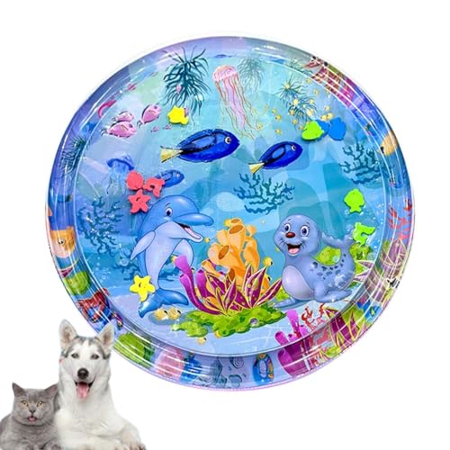 Wassermatte Katze, Sensory Water Playmat Katze, Sensory Water Play Mat für Katzen, Aufblasbare Sensorische Wasser-Spielmatte für Katzen, Verdickte Wasser-Sensor-Spielmatte für Katzen (105 CM) von routinfly