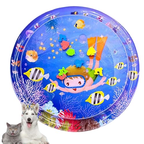 Wassermatte Katze, Sensory Water Playmat Katze, Sensory Water Play Mat für Katzen, Aufblasbare Sensorische Wasser-Spielmatte für Katzen, Verdickte Wasser-Sensor-Spielmatte für Katzen (95 CM) von routinfly