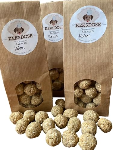 Keksdose Hundekekse 100g Kokos-Kugeln selbstgebacken - Hunde Leckerlie Snacks Trainings Happen Hundebäckerei Ergänzungsfuttermittel Kekse Törtchen Hundeleckerlie - Leckereien aus natürlichen Zutaten von rs-products