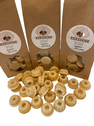 Keksdose Hundekekse 3X 100g Kokos-Banane Törtchen selbstgebacken - Hunde Leckerlie Snacks Trainings Happen Hundebäckerei Ergänzungsfuttermittel Kekse Hundeleckerlie - Leckereien natürliche Zutaten von rs-products