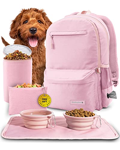 Rubyloo The Original Doggy Bag Rucksack – Hundereiserucksack für Zubehör mit Laptophülle, 2 BPA-freie Näpfe, Futterbehälter, Platzset, Leckerli-Tasche – Wickeltasche für Hundemütter von rubyloo