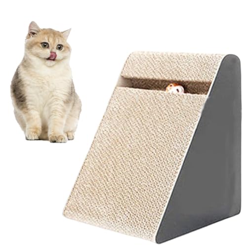 Katzenkratzer, Katzenkratzer Karton, Rampe Dreieckiges Pappspielzeug mit interaktiven Bällen Spielzeug, Reversible Große Breite Dreieckige Katzenkratzer Pad für Indoor Katzen Kätzchen von rujjftsy