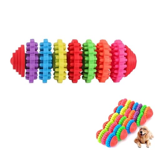 rujjftsy Kauspielzeug für Hunde, Regenbogen-Hunde-Kauspielzeug, buntes Gummi-Haustier-Hundespielzeug, Welpenspielzeug, Welpenreinigung, langlebiges und praktisches Kauspielzeug für den Innenbereich von rujjftsy