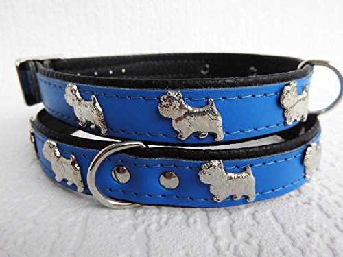 Lusy011 *Westie* Hunde Halsband, Leder, Halsumfang 30-36cm, Dunkel Blau, NEU(PL.19.9.3.49) von rusepin