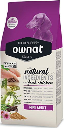 Ownat Hundefutter Classic Mini Huhn ohne Körner (1,5 kg) Hunde mit natürlichen Inhaltsstoffen ohne Konservierungsmittel und Farbstoffe, proteinreiches Futter. von rusepin