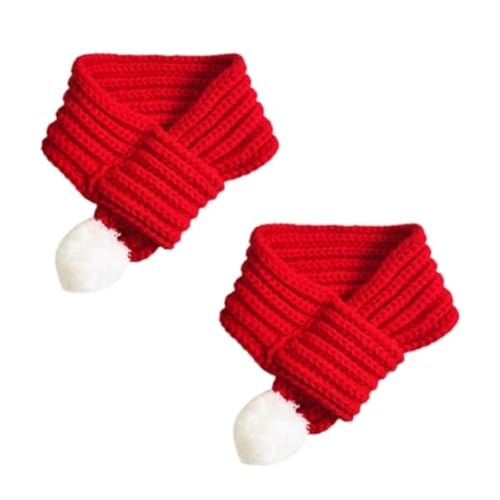 Weihnachtskostüm für Hunde und Katzen, Bandana, Outfit, rot, für Hunde, Weihnachtsmann-Kostüm mit weißem Pompon-Ball für Weihnachten, Party, Gastgeschenk, 2 Stück von sanvpwsan