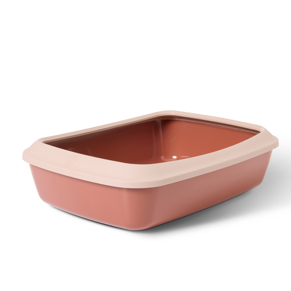 Savic Katzentoilette Iriz mit Rand - 50 cm - champagner rosa / toskana rot von savic