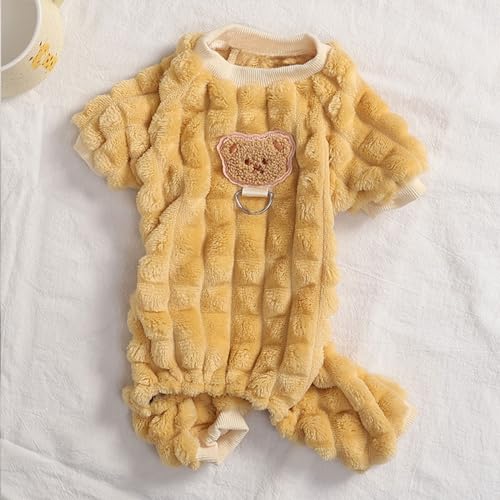 Hundepullover fü Kleine Hunde, Warme Jumpsuit Kleidung Haustier Hunde MäNnlich Weiblich, Pullover Hundejacken Mit D-Ring, Weiche Und Dehnbare Hundekleidung für Kleine Hunde Oder Katze (gelb, L) von sawcrocodile