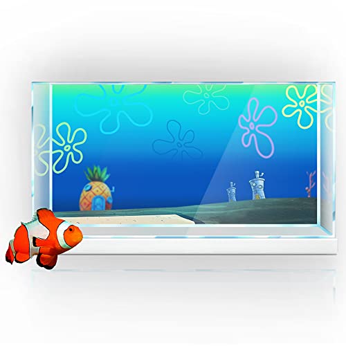 Aquarium-Hintergrund-Aufkleber, Cartoon-Ananas-Haus, Unterwasser-HD-Druck, Tapete, Aquarium-Hintergrund, Dekorationen, PVC-Landschaftsposter (15,7 x 23,6 (40 x 60 cm) von sb little