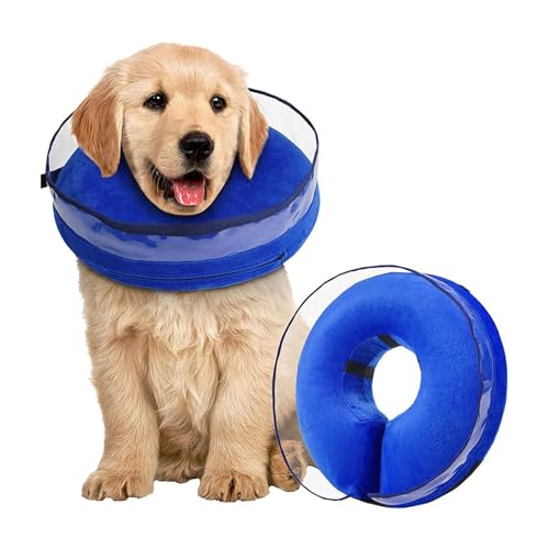 Aufblasbarer Hundekegel, weicher Hundekegel nach Operationen, weiche Hundekegel für große, mittelgroße und kleine Hunde, verstellbares, atmungsaktives, aufblasbares Hundehalsband, schützt Haustiere von sdlanhuagroup