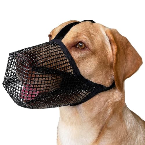 Hundemaske, weiche Netzmaske, runde Netz-Hundemaske, bequem und atmungsaktiv, verhindert Essen, Beißen und Kauen, verstellbare Giftköder-Schutzmaske, geeignet für kleine und mittelgroße Hunde von sdlanhuagroup