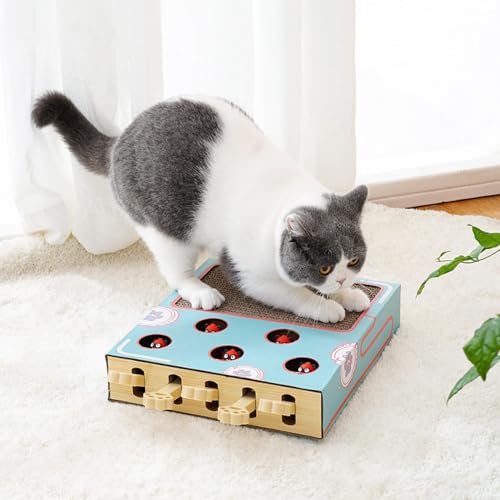 Cat Enrichment Toys for Indoor Cats, Whack-A-Mole Cat Puzzle Toy, Wellpappe Cat Scratching Post Indoor Cat Scratching Post Toy, Safe and Fun Paw Scratcher, Exercise Puzzle for All Ages von sdlanhuagroup