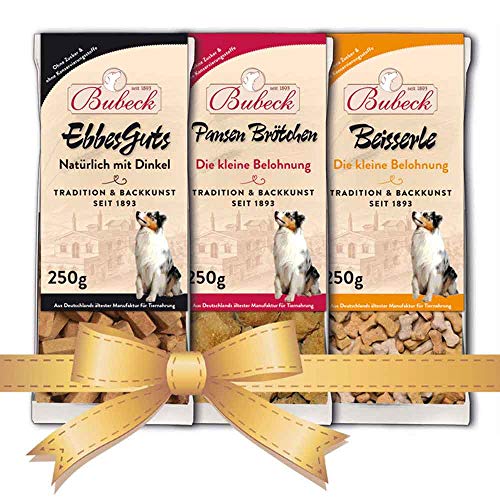 Hundekekse Bubeck | hart gebacken | 3 x 250g Bundle | Zahnpflegeleckerlies klein von seit 1893 Bubeck