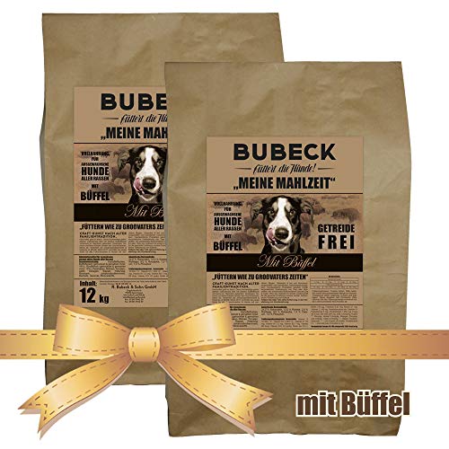 Trockenfutter für Hunde | mit Büffelfleisch & Petersilie | Hundefutter getreidefrei | für Erwachsene Hunde Aller Rassen | Vollnahrung für futtersensible Hunde | 2 x 12 Kg Trockenfutter getreidefrei von seit 1893 Bubeck