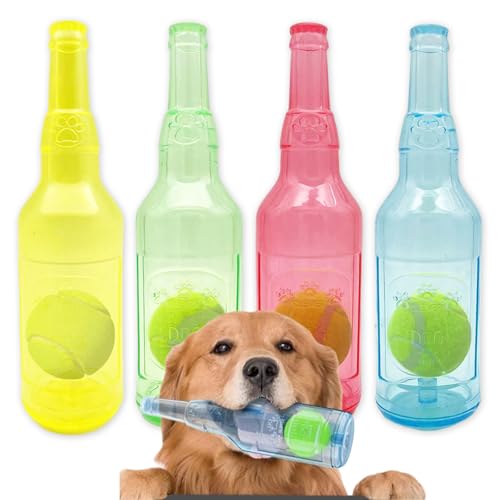 Crunchnplay Bottle Toy for Dogs, Water Bottle Dog Toy, Zentric Shop Bottle Toys for Dogs, Crunch and Play Bottle Toy, for Medium Small Dog Chew Toys (4pcs-L) von senmew