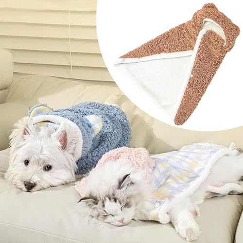 Pet Cape Blanket, Dog Cape Blanket, Personalized Dog Blanket, Pet Blanket, Dog Blanket, Dog Blankets for Small/Medium Dogs Washable (A-Brown,L) von senmew