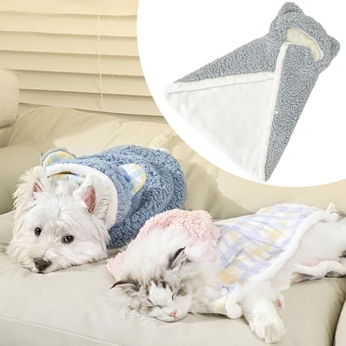 Pet Cape Blanket, Dog Cape Blanket, Personalized Dog Blanket, Pet Blanket, Dog Blanket, Dog Blankets for Small/Medium Dogs Washable (A-Grey,L) von senmew