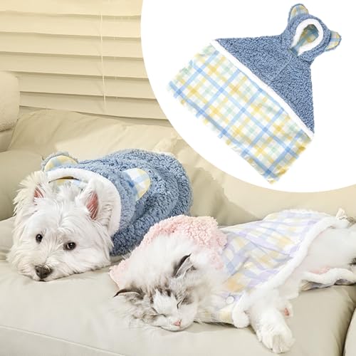 Pet Cape Blanket, Dog Cape Blanket, Personalized Dog Blanket, Pet Blanket, Dog Blanket, Dog Blankets for Small/Medium Dogs Washable (B-Blue,L) von senmew