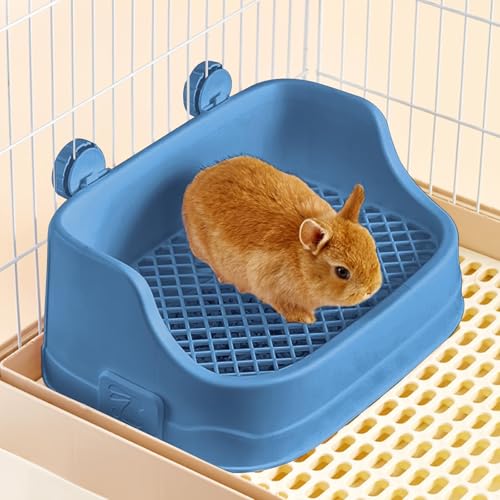 Kaninchen Toilette, Mittelgroß Kleintier Katzentoilette für Käfige Abnehmbar Ecktoilette Töpfchentrainer für Kaninchen Meerschweinchen Hamster Chinchillas (Blau) von septillar