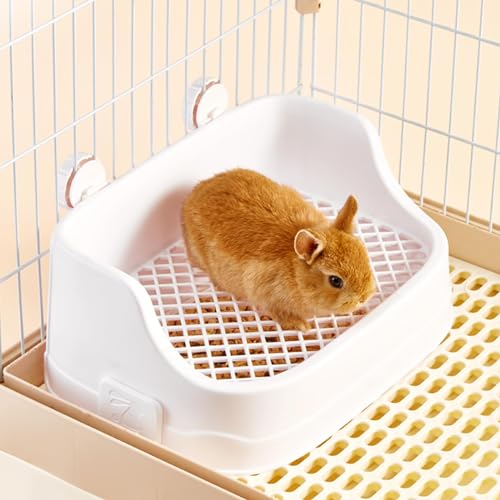 Kaninchen Toilette, Mittelgroß Kleintier Katzentoilette für Käfige Abnehmbar Ecktoilette Töpfchentrainer für Kaninchen Meerschweinchen Hamster Chinchillas (Weiß) von septillar