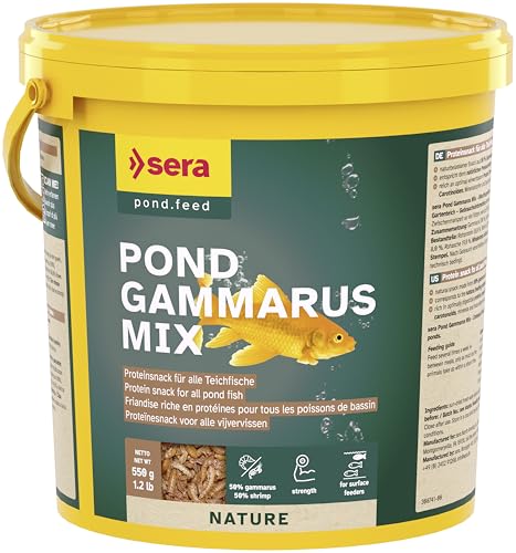 Pond Gammarus Mix 3,8 L (550 g) | Proteinreicher Snack für alle Teichfische | Teichfutter Mix | Goldfischfutter von sera