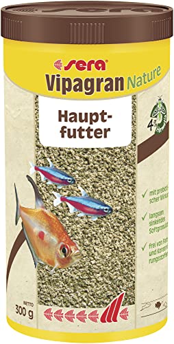 sera Vipagran Nature 1000 ml | Hauptfutter aus Softgranulat mit 4% Insektenmehl | Gesundes Wachstum & kräftige Entwicklung | Auch für Fische mit kleinem Maul | Ohne Farb- & Konservierungsstoffe von sera