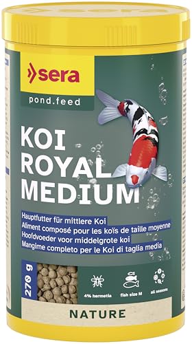 sera Koi Royal Medium 1L (270g) | Hauptfutter für 12-25 cm Koi | frei von Farb- & Konservierungsstoffen | Omega-Fettsäuren & Mannan-Oligosaccharide | leicht verdaulich & wasserfreundlich von sera