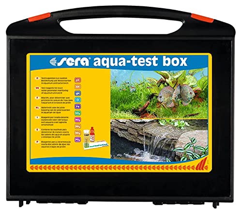 sera Aqua-Test Box (+ CI) | Wasseranalyse für Fortgeschrittene | pH-Wert, Gesamthärte, Nitrat & mehr | Ohne Chemikalieneinsatz | Schnelle Algenprävention | Für alle Aquarienarten von sera