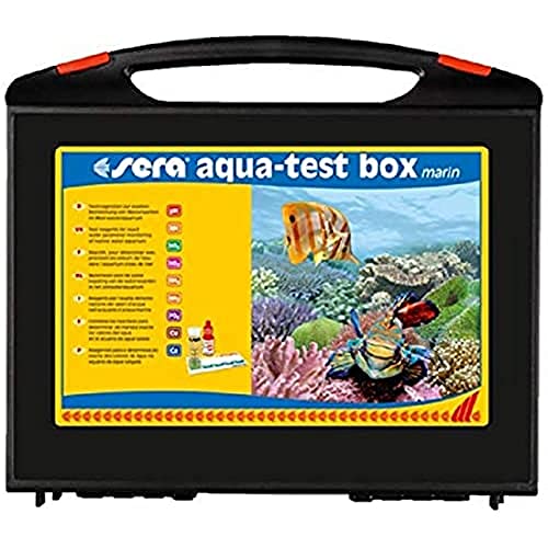 sera aqua-Test Box marin Testkoffer fürs Meerwasseraquarium mit 9 verschiedenen Wassertest pH, KH, NH3/NH4, NO2, NO3, PO4, Cu & Ca Meerwasser Testen für Fortgeschrittene schnell, genau, professionell von sera