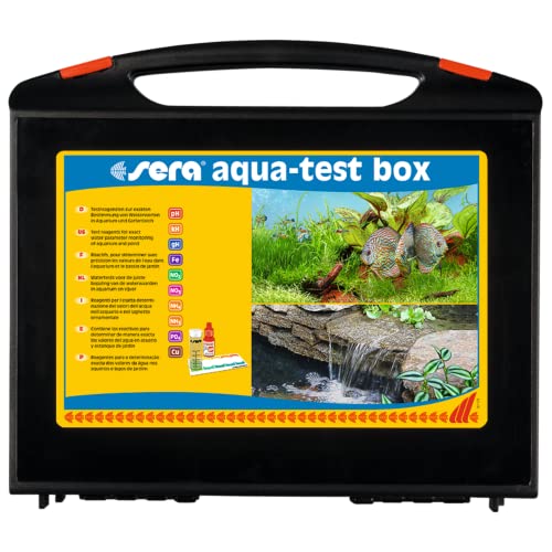 sera Aquarium Wassertest Box | Wasser-Testkoffer für Fortgeschrittene | pH, GH, KH, NH3/NH4, NO2, NO3, PO4, Fe und Cu | schnell, genau, professionell von sera