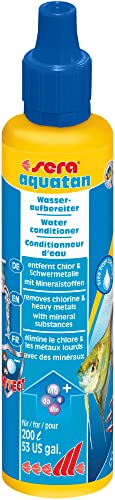 sera aquatan 50 ml | Wasseraufbereiter Aquarium entfernt sofort Chlor & Schwermetalle | Mit Mineralstoffen für fischgerechtes Wasser | pH-Neutrale & Hautschutzkolloide | Für 200 Liter Aquarienwasser von sera