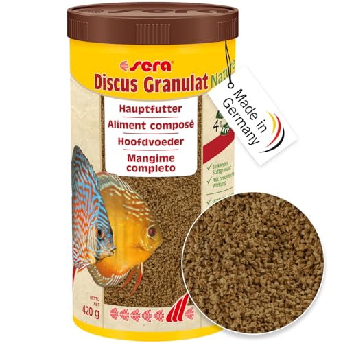 sera Discus Granulat Nature 1000 ml (420 g) - Hauptfutter für alle Diskusfische, Futter für Diskus von sera