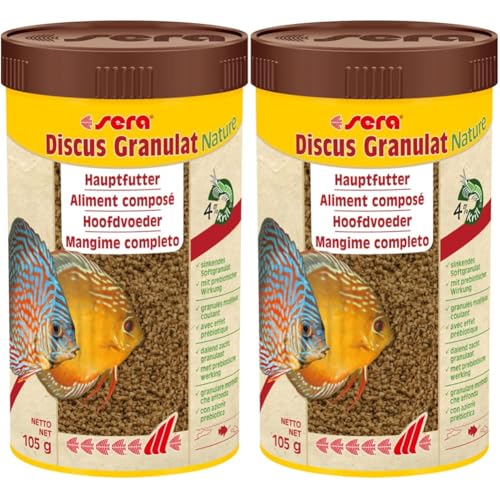 sera Discus Granulat Nature 250 ml (105 g) - Hauptfutter für alle Diskusfische, Futter für Diskus (Packung mit 2) von sera