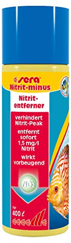 sera Nitrit-minus 100 ml - Wasseraufbereiter Aquarium, Soforthilfe gegen Nitrit, entfernt bis zu 1,5 mg/l Nitrit pro Dosierung beugt Nitritpeak vor von sera