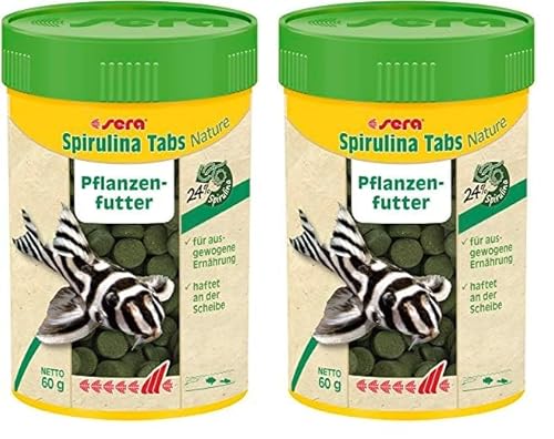 sera Spirulina Tabs Nature 2.1 oz. | Veggie Food Without Dyes & Preservatives | Supports Healthy Digestion & Liveliness | Ideal for Herbivorous Fish & Invertebrates in Fresh & Marine Water von sera